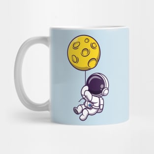 Cute Astronaut Floating With Moon Balloon Mug